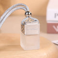 Luxury 8ml Frosted Glass Square Shape Car Perfume Bottle W/ Screw Silver Rope Custom Logo Eco Air Diffuser Car Int Accessories MegaBDM