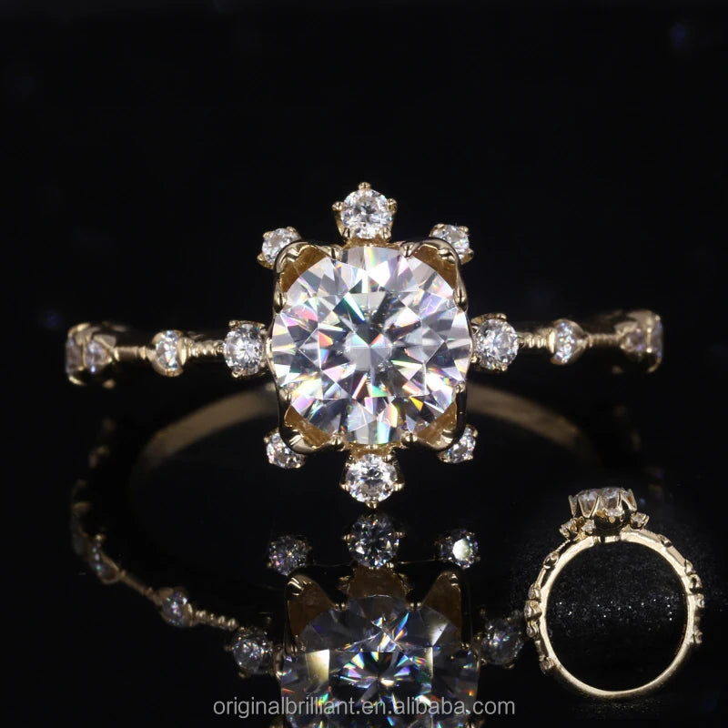 Starsgem Fine Wedding Jewelry Lab Grown Diamond 18K Engagement Ring for Women