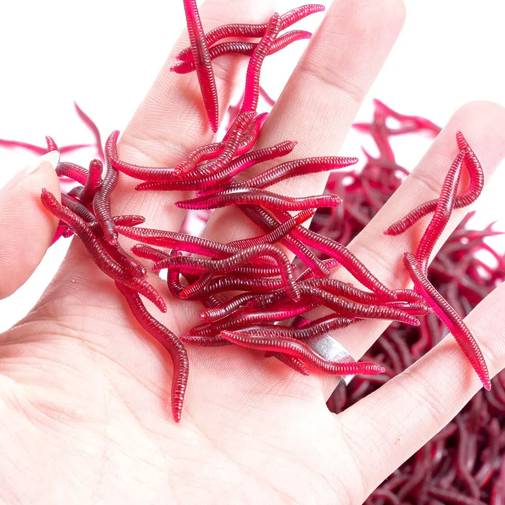 50pcs/bag 40mm 100pcs/bag Lifelike Red Soft Lures Simulation Earthworm Red Worms Artificial Fishing Lures