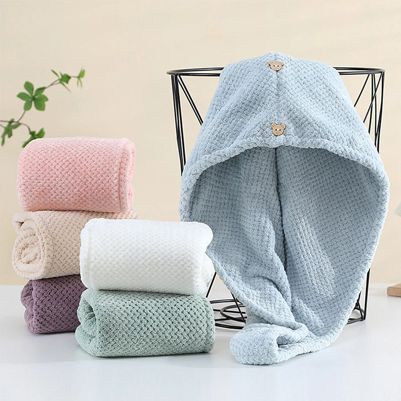 Custom Women's Hair Drying Towel Super Water Absorbent Quick Dry Hair Wrap Turban Towel