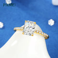 GRA Certified Moissanite Rings 925 Sterling Silver 1.5ct 2ct Radiant Cut Moissanite Diamond Engagement Promise Ring for Women