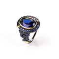 C9381 Abiding Jewelry OEM ODM Bezel Setting Oval Cut Lab Blue Sapphire Sterling Silver Wedding Initial Ring Fashion Rings