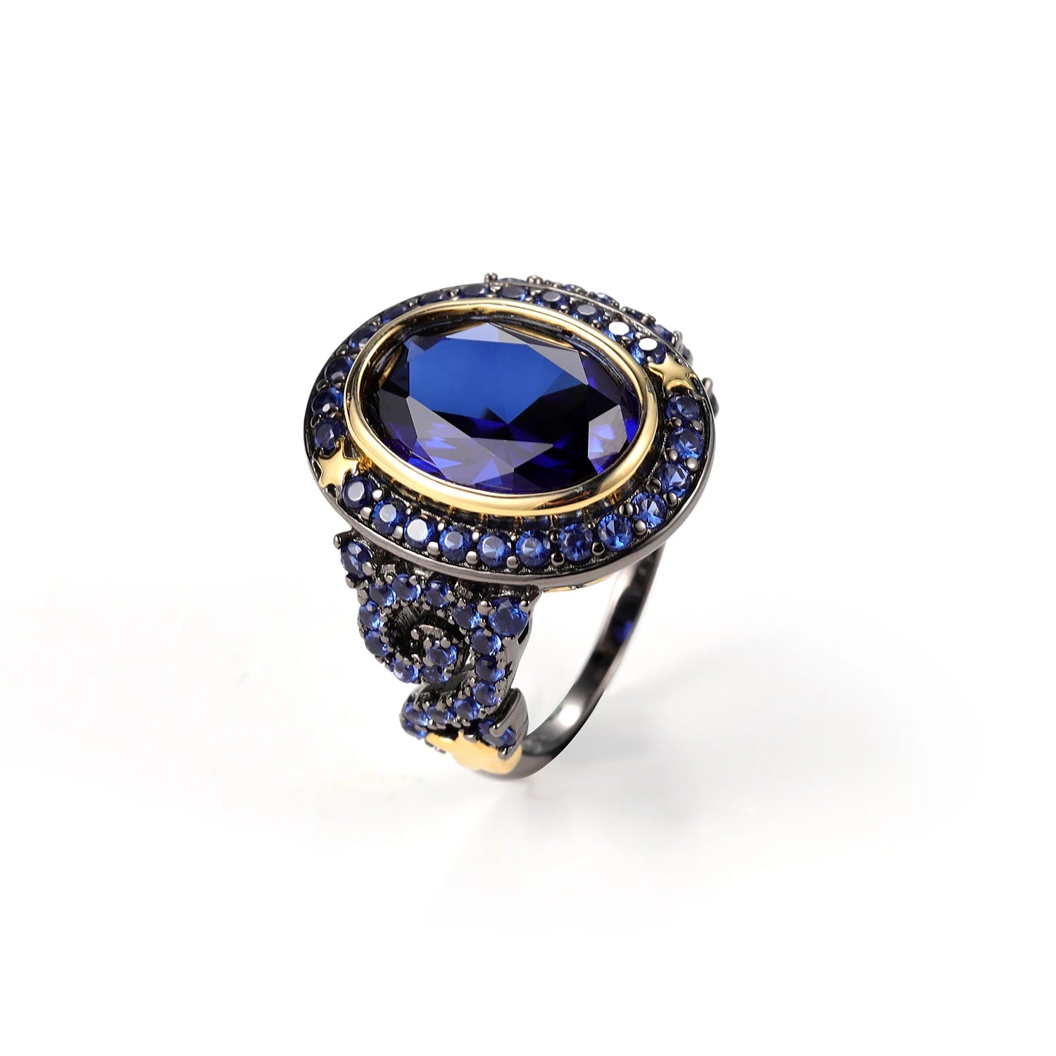 C9381 Abiding Jewelry OEM ODM Bezel Setting Oval Cut Lab Blue Sapphire Sterling Silver Wedding Initial Ring Fashion Rings