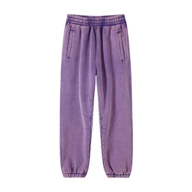 Wholesale Custom Men's Sporty Streetwear Acid Wash Cotton Sweatpants Mid-Waist Vintage Trackpants with Flared Jogging Design