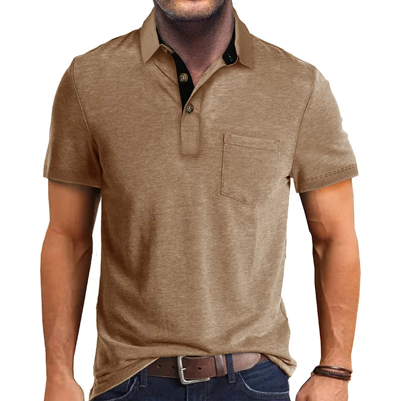 Summer European American Men's Short Sleeve Polo Shirt Fabric Weight Solid Color Men's T-shirt Casual  Men's Polo Shirt