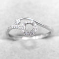 Sterling Silver 4*4mm Semi Mount Ring Empty Frame Blank Support Claw Setting S925 Base Holder Without Center Stone for DIY Inlay