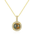 Fine Jewelry 925 Sterling Silver 18k Gold Plated Natural Round Fire Opal Pendant Necklace for Women Girls