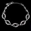 Sterling Silver 6*8mm Semi Mount Bracelet Empty Frame Blank Claws Setting S925 Base Holder Without Center Stone Inlay for DIY
