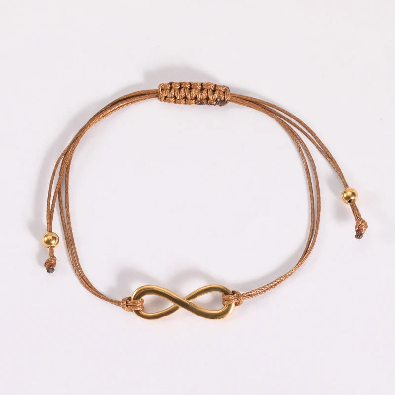 Vintage Handmade Wax Thread Couple Jewelry Gift Minimalist Braided Infinite Symbols Solid Color Friendship Rope Bracelets