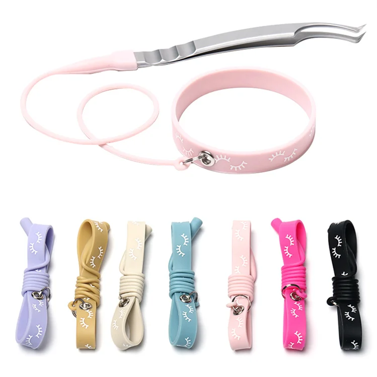 Hot Selling Anti-Fall Silicone Bracelet With Grafting Eyelash Tweezers Wrist Strap Eyelash Tweezer Protection Tool