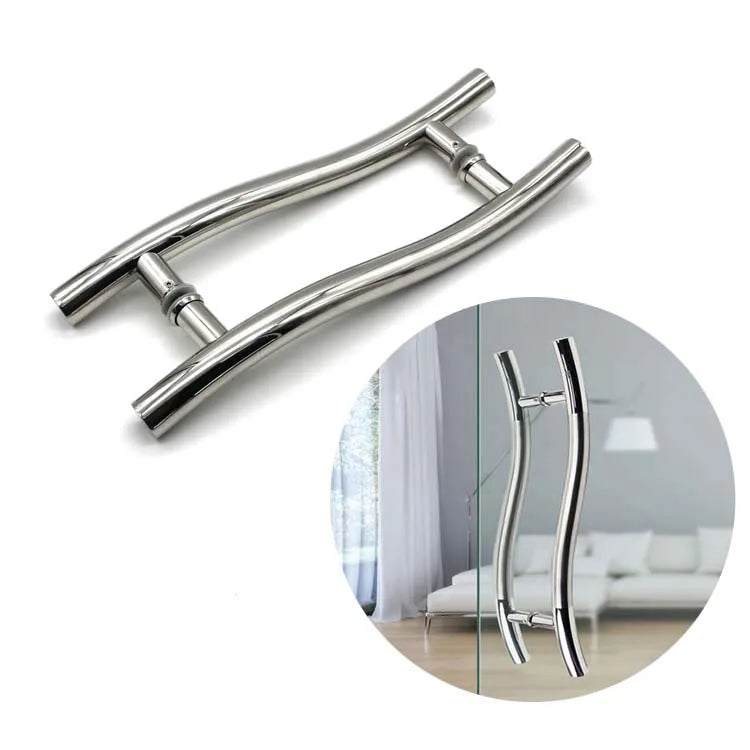 S Type Main Glass Door Handles Interior and Commerical Shower Door Handle Glass Round Tube and Large Glass Door Pull Handles