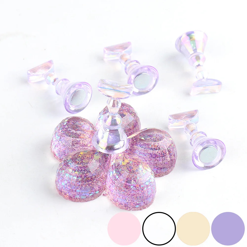 Magnetic Nail Holder Practice Training Display Stand Crystal Holders Alloy False Nails Showing Shelf Manicure Tools