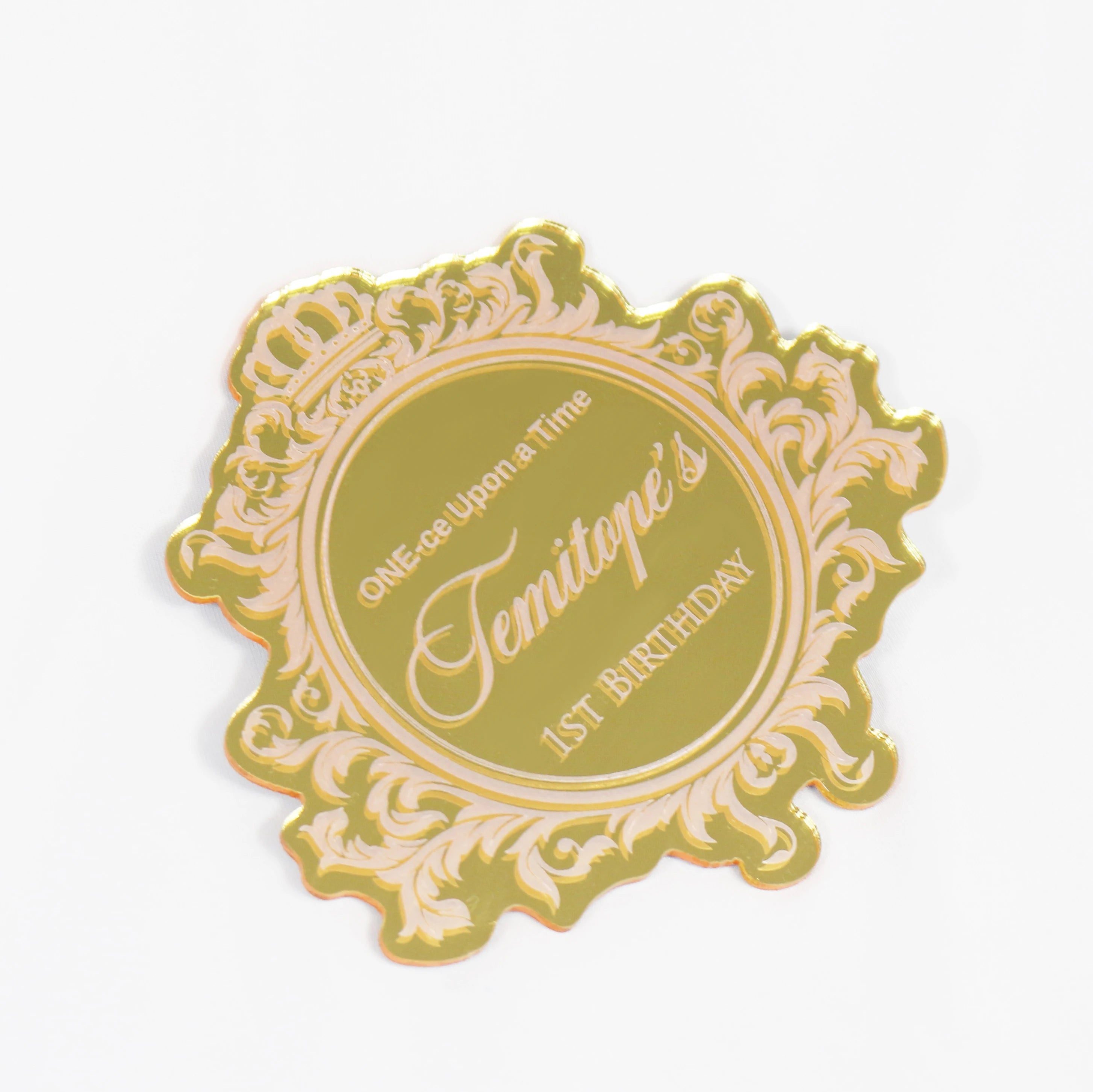 Gold Mirror Acrylic 1st Birthday Favor Gift Wedding Souvenir Toppers Gifit Tag Table Decoration with Pink Foiling