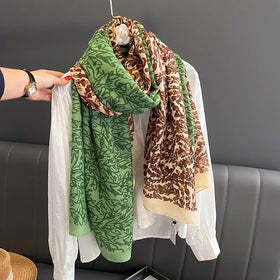Fashion Long Luxury Cotton Printed Head Hair Scarf Fashion Ladies Elegant Flower Pattern 100% Viscose Printed Shawls