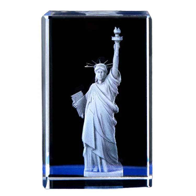 High Quality Statue of Liberty Sculpture Ornament Crystal Crafts Laser Cube 3d Engraving Crystal