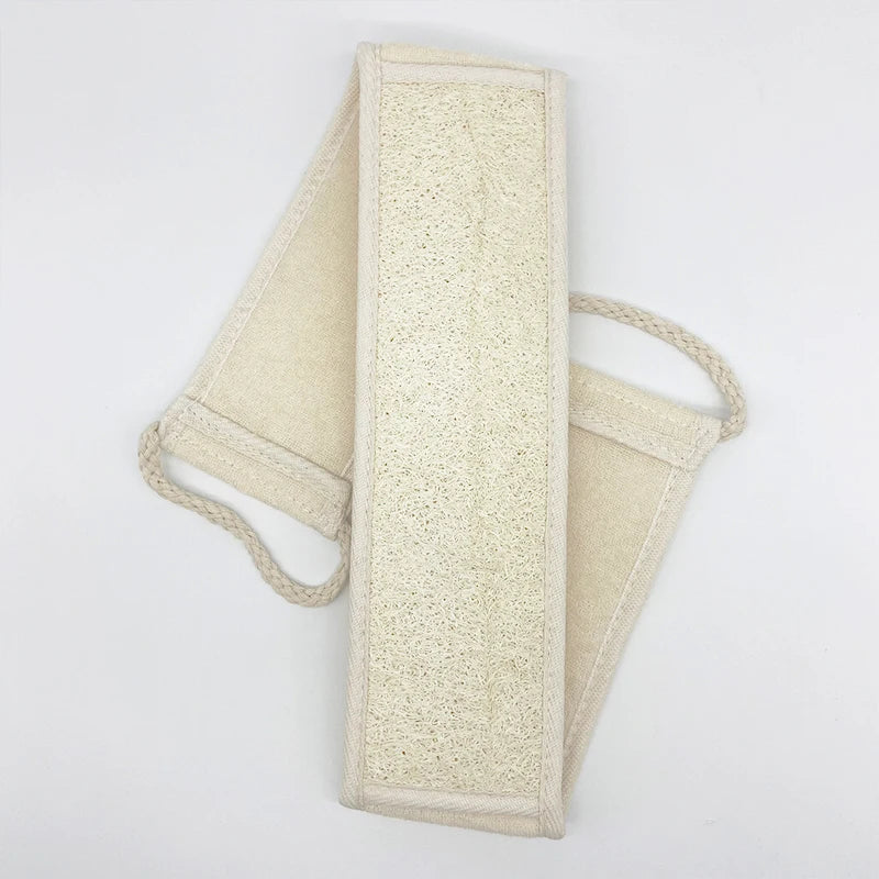 Wholesale Organic Sponge Exfoliating Ramie Comfortable Touch Nature Color Long Strip Double-sided Bath Pull Back Rubbing Body