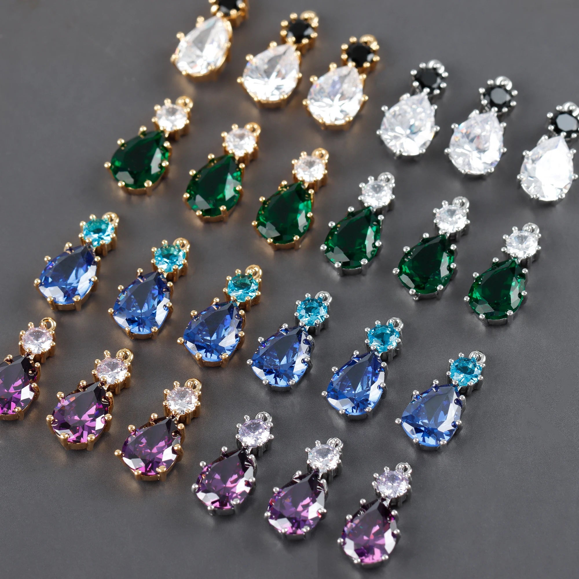 M1103 10pcs/Lot Nickel-Free 18K Gold & Rhodium Plated Copper & Zircon REACH Pass DIY Pendant Jewelry Accessories
