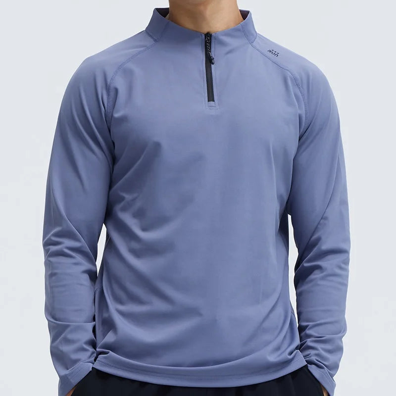 Custom Logo Quater Zipper Custom Long Sleeve T-shirt Long Sleeve T Shirt