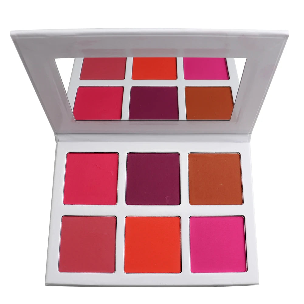 High Quality Custom Label DIY 6 Colors Blush Highlighter Palette No Brand Makeup Palette