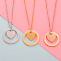 Manufactures PVD 18K Gold Plated Rose Gold Engraved LOGO Blank Heart Necklace Stainless Steel Jewelry Wholesale for Woman
