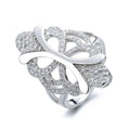 Yaeno Jewelry Solid Silver 925 Butterfly Design Luxury Rings Big Band Finger Ring for Women