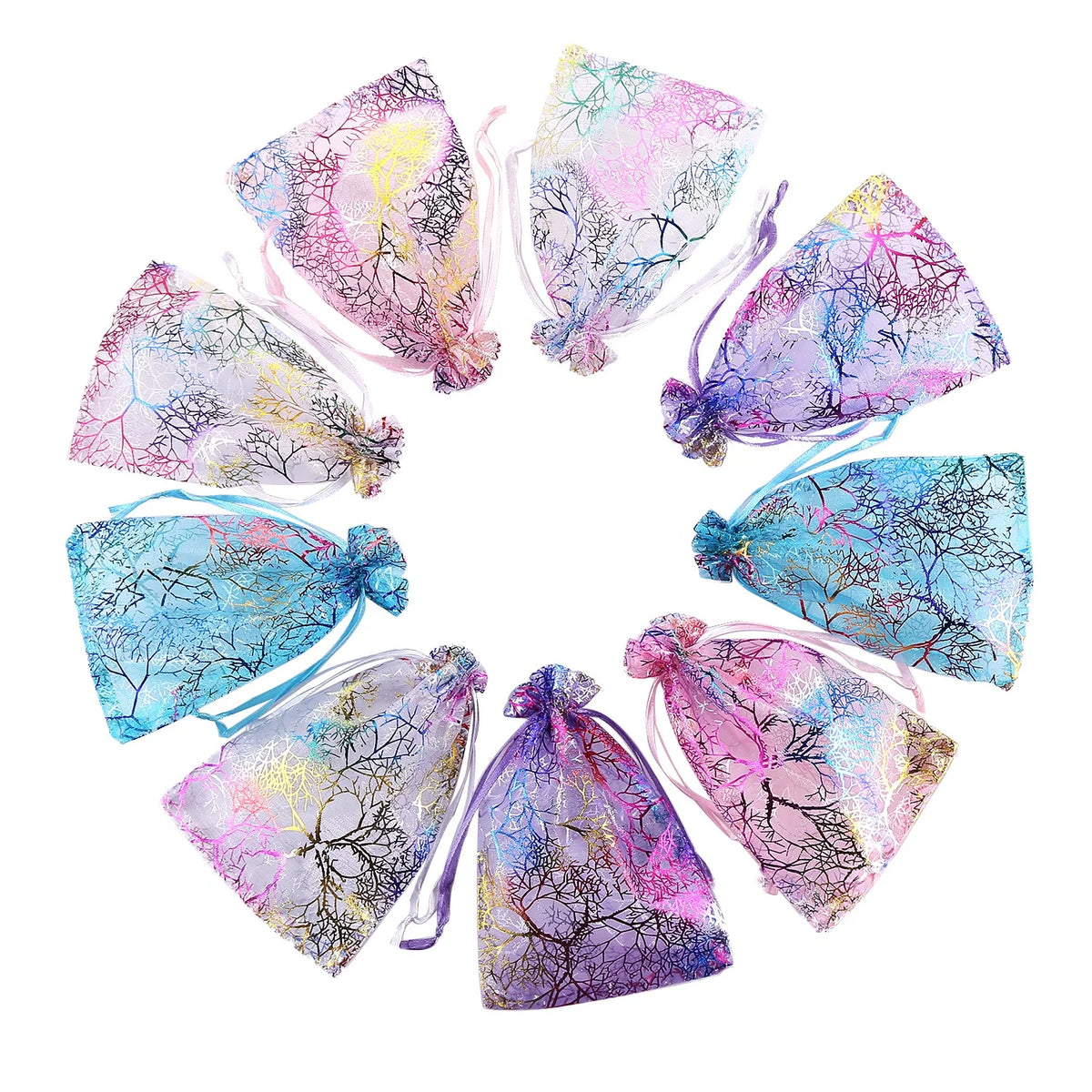 Linna Factory Sales Small 7*9cm Multi-Colored Mesh Organza Drawstring Bag for Jewelry Party Wedding Favor Gift Wrap Packaging