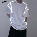 Custom Men's Tshirt Reflective Loose Short-sleeved T-shirt for Male Fashion Cotton Clothes Black White Loose Fit Tops