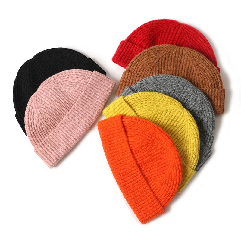 Women 100% Pure Cashmere Cheap Winter Hats Caps Custom Embroidery logo Luxury Fashion Cute Warm Ny Fisherman Beanie Unisex Gpm
