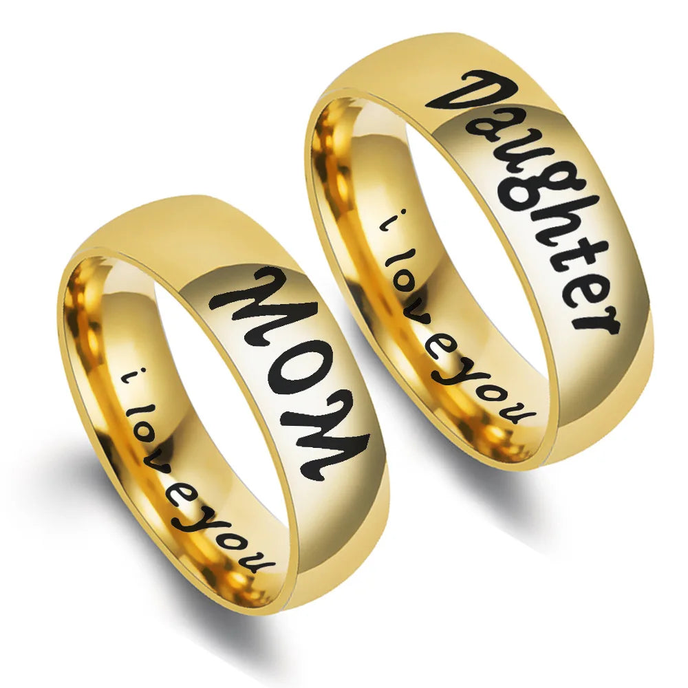 Hot Sale Classic Mother Daughter Rings High Quality Stainless Steel Earring Creative Temperament Fashion Jewelry for Parties