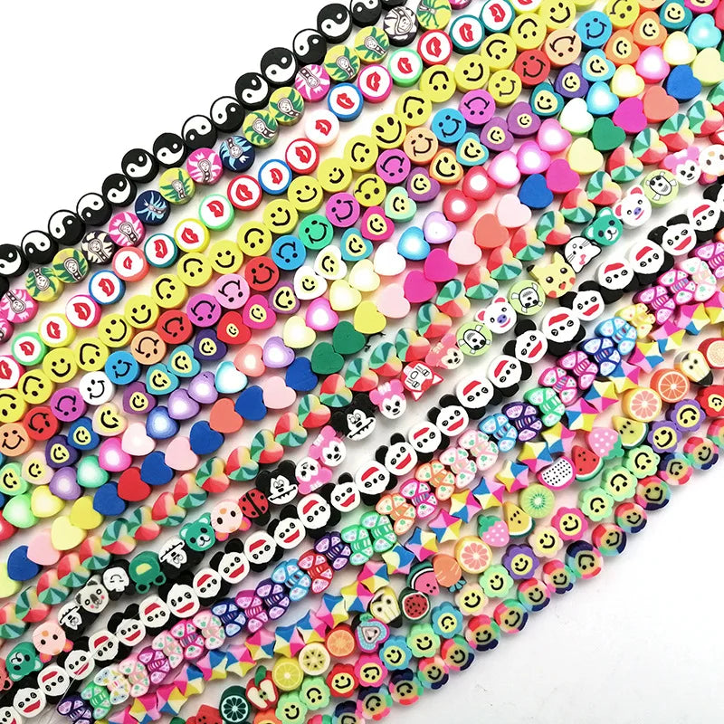 10mm Clay Spacer Beads Diy Colorful Polymer Clay Beads Strand for Jewelry