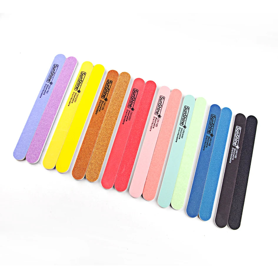 Personalized Wholesale Straight Shape Abrasive pink Blue 100/180 Grit Emery Board Nail File