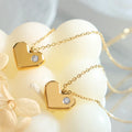 18k Gold Plated Heart Jewelry Stainless Steel Paved Zircon Heart Pendant Necklace for Women