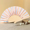 Wholesale Chinese Traditional Flower Style Customized Logo Printed Wood Folding Hand Fan for Wedding Decoration