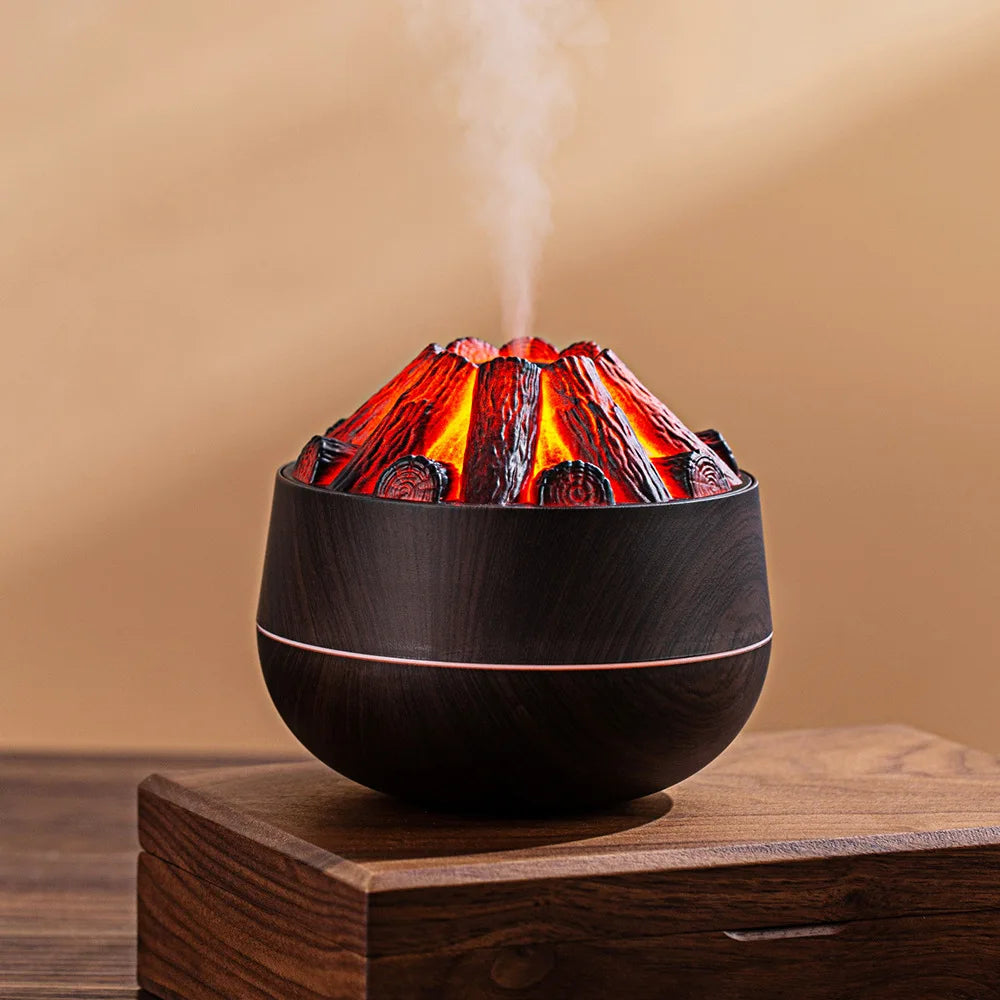 Atmospheric Night Light Charcoal Fire Simulated Waterless Humidifier USB Electric Tabletop Aromatherapy 30dB Quiet 1-Year