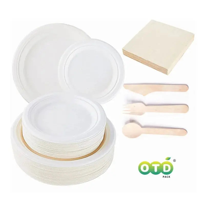 Custom Printed  Disposable Plates 100% Compostable Paper Plates Disposable White Bagasse Plate Made of Natural Sugarcane Fibers
