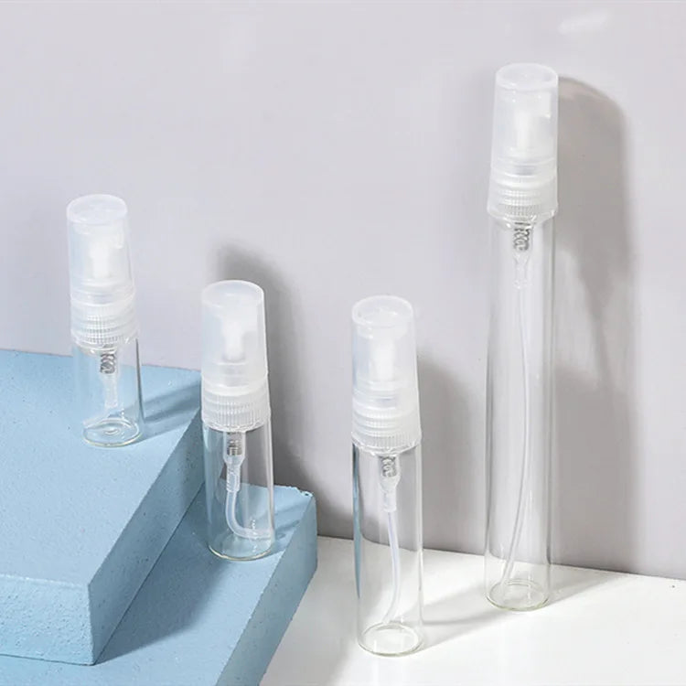 2ML 3ML 5ML 10ML Mini Spray Bottle Small Empty Sample Glass Perfume Bottle With Plastics Sprayer and Lid