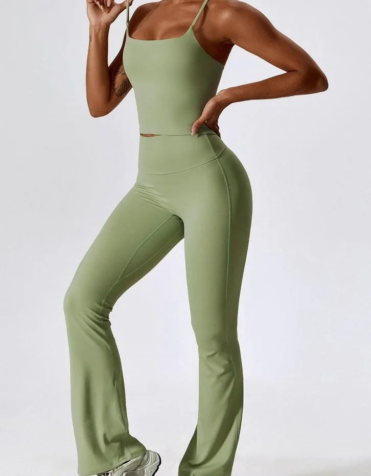 Women's High Quality Halter Neck Flared Yoga Jumpsuit