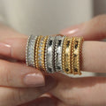 GR37 Fashion  Luxury Minimalist Vintage 925 Sterling Silver Bead Cubic Zirconia Stackable Eternity Rings for Women Fine Jewelry