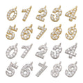 CZ8100 Dainty Minimalist Small Clear CZ Digits Number CharmTiny Mini Cubic Zirconia Arabic Numerals Charm