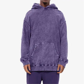 Heavyweight Printing Cotton Oversize Blank Vintage Acid Wash Hoodie Custom Logo Pullover a Washed Look or Batik Style Hoodie