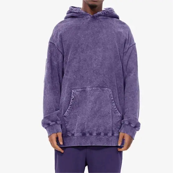 Heavyweight Printing Cotton Oversize Blank Vintage Acid Wash Hoodie Custom Logo Pullover a Washed Look or Batik Style Hoodie