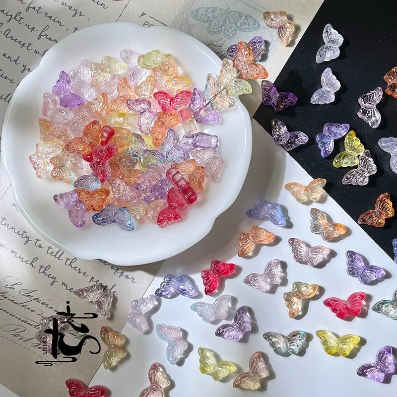 15mm 100pcs Colorful Butterfly Crystal Glass Beads for Jewelry Making Necklace Bracelet Earring Key Chains Jewelry