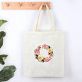 Embroidery Bag with Pattern and InstructionCross Stitch Kit Black Canvas Tote Bag Embroidery Kits for Beginners