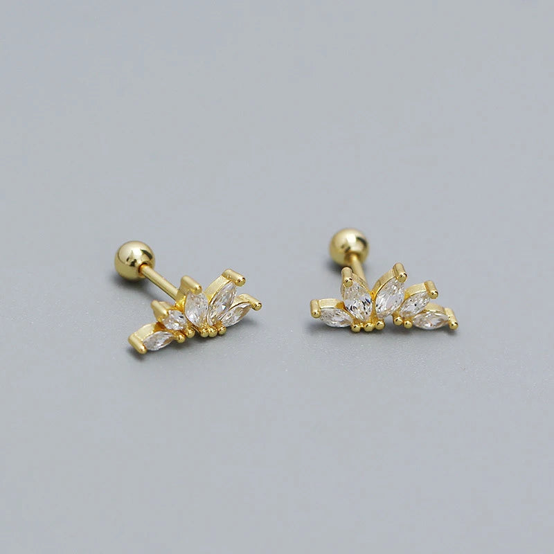 925 Silver Star Zircon Eye Cartilage Earrings Minimalist Trendy Gold Plated Cartilage Piercing Earrings for Women for Parties