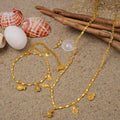 Wholesale Summer Stainless Steel Animal Charms Gold Plated Ocean Beach Flower Butterfly Necklace Bracelet Jewelry for Women Set