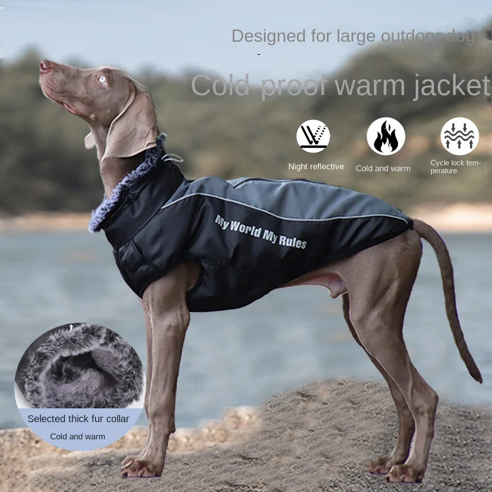 Waterproof Winter Outdoor Dog Jacket Thickened Reflective Fleece Classic Style Cotton New Year's Large Dog Clothes