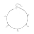 Yaeno Flash Charm and Star Pendant Bracelet in Sterling Silver 925 Link Chain Anklet