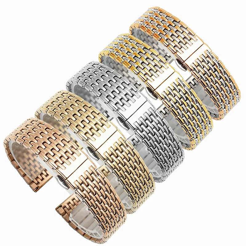 Yunse CHARM Solid Metal Breathable 316L Stainless Steel Watch Band for Smartwatch with Butterfly Buckle and 9 Beads Customizable