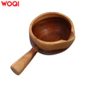 WOQI Modern Wooden Mirror Polish Party Rice Spoon Bath Salt Spoon Kitchen Serving Ladle Multi-Purpose Spoon with Long Handle