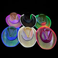 Lights LED  Neon Sparkly Glitter Space Cowboy Hat Fun Metallic Holographic Party Disco Cowgirl Hat